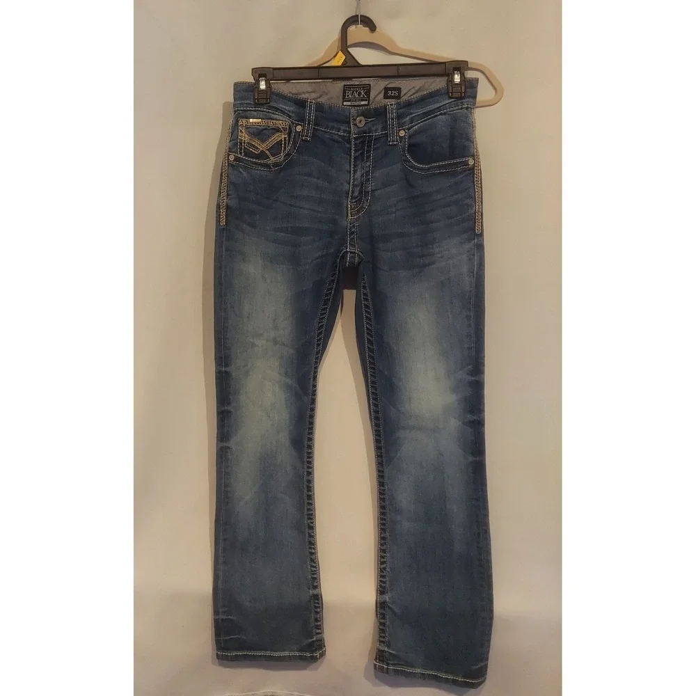 Buckle Black Mens Fit No 3 Slim Bootcut Stretch Bootleg Jeans Size 32/30 (32S)